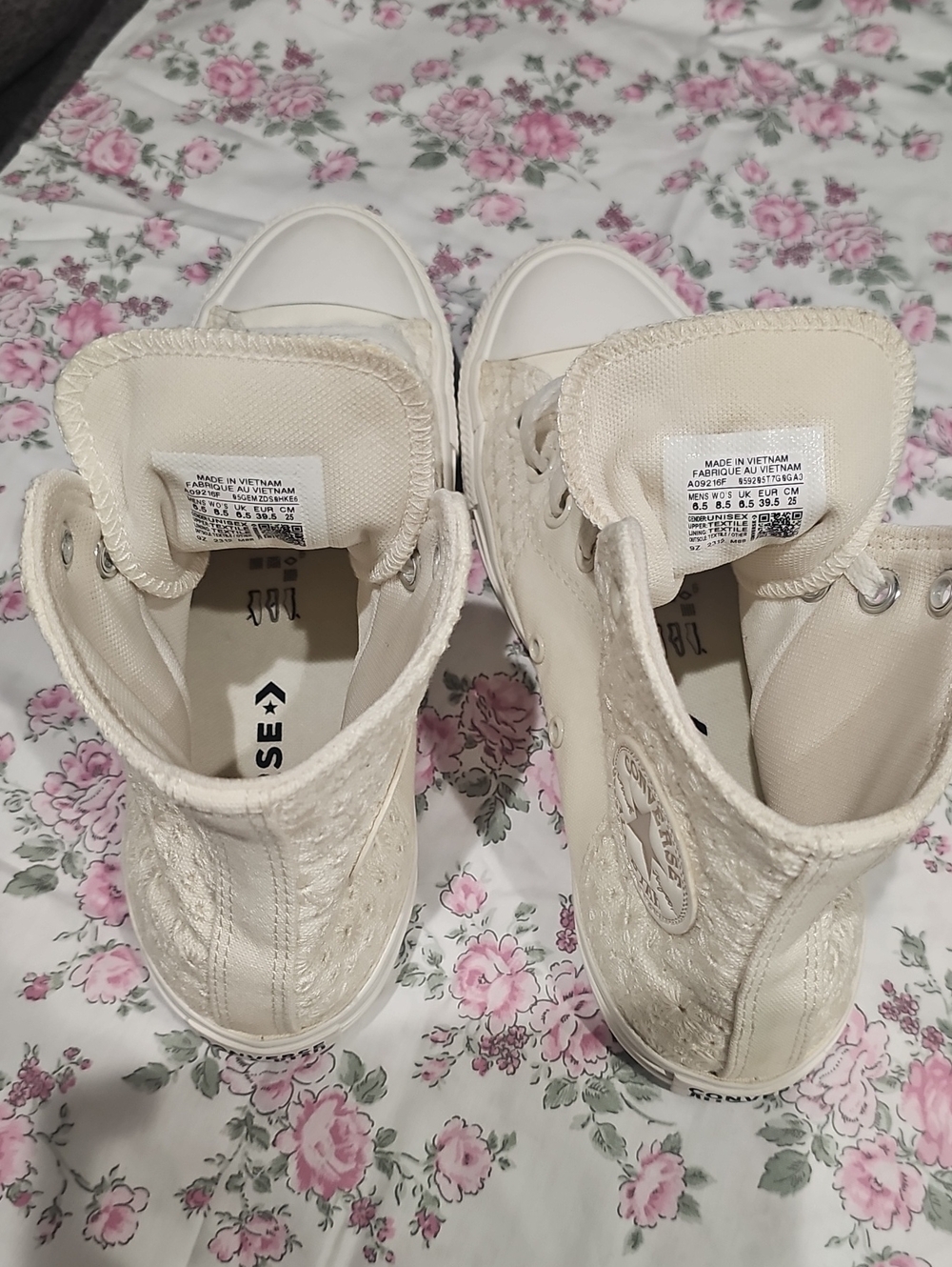 Cream Converse All Star Chuck Taylor High Tops 8.5 - Picture 15 of 16